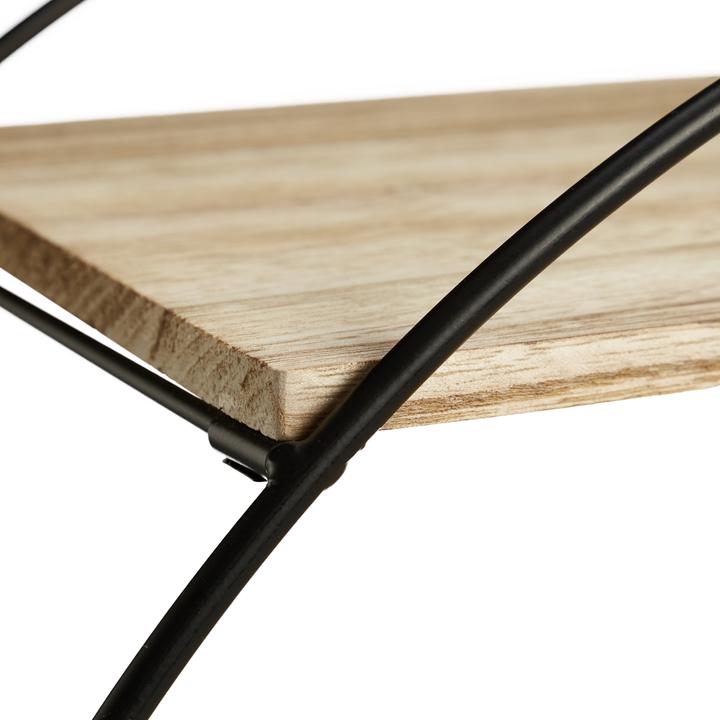 Image du produit Relaxdays Étagère murale ronde, bois et métal (50 x 18,5 x 50 cm)