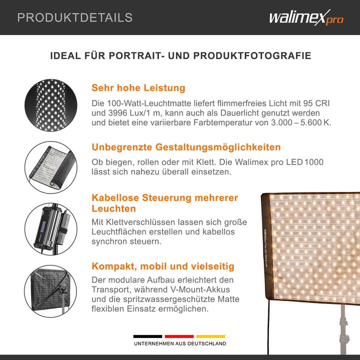Actual product image Walimex pro Flex LED Bi Color Leuchtmatte Set inkl. Softbox 100W Flächenleuchte (Surface luminaire)