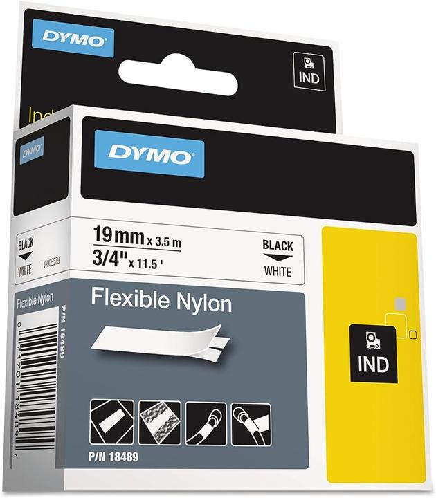 Dymo Rhino Nylonband 18759, weiss (1.90 cm, Weiss)