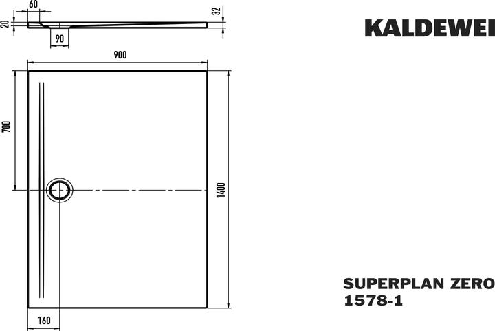 Produktbild Kaldewei Superplan Zero Duschfläche, 140x90cm, 35780001