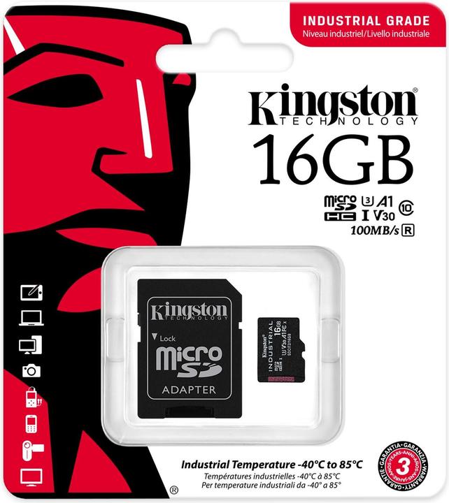 Immagine prodotto Kingston microSDHC Industriale (16 GB, microSDHC, U3, UHS-I)