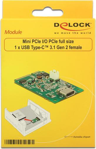 Image du produit Delock Mini PCIe I/O PCIe full size 1 x USB Type-C™ 3.1 Gen 2 femelle