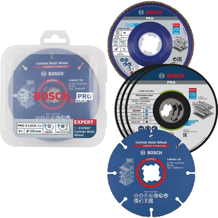 Immagine prodotto Bosch Professional Zubehör PRO Set di taglio e affilatura X-Lock, 125 x 1 x 22,23 mm
