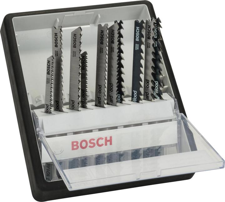Bosch Professional Zubehör 10-tlg. Stichsägeblatt-Set Wood, Robust Line, T-Schaft