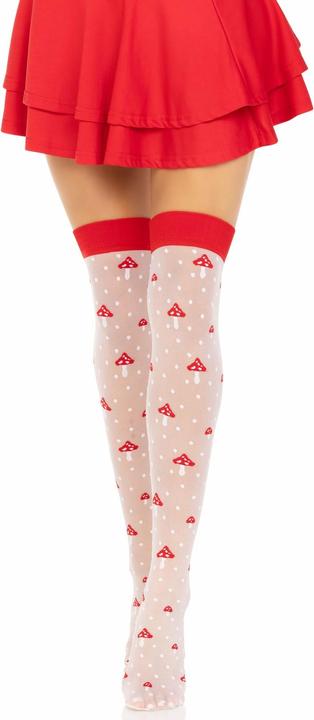Actual product image Leg Avenue Mushroom High Socks Red/White (One size)