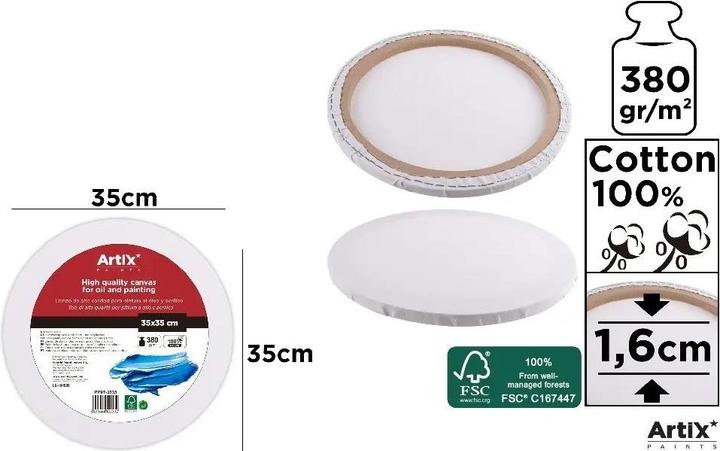 Produktbild Artix Runde Leinwand 35x35x1,6cm 380G/m2