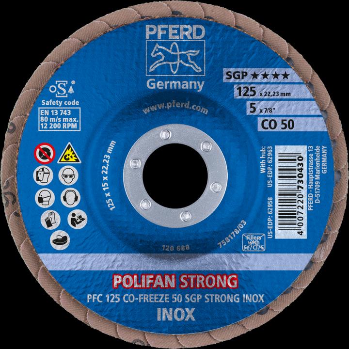 Produktbild Pferd POLIFAN®-Fächerscheibe PFC 125 CO 50 SGP-STRONG-FREEZE/22.23 VPE: 10 (50)