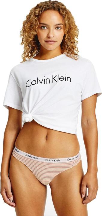 Calvin Klein Damen THONG Tangahschen, Feeder Stripe Haferflocken Heather, 36 (S)