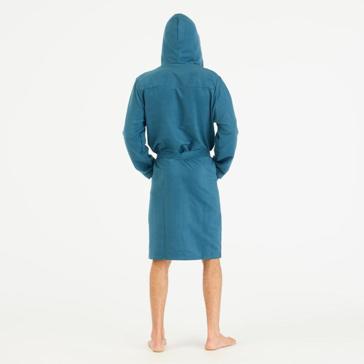 Nabaiji Men’s microfibre compact hooded bathrobe in duck blue
