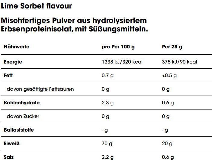 Nutritional values and ingredients Optimum Nutrition Clear Vegan Protein (Lime, sorbet, 1 pcs., 280 g)