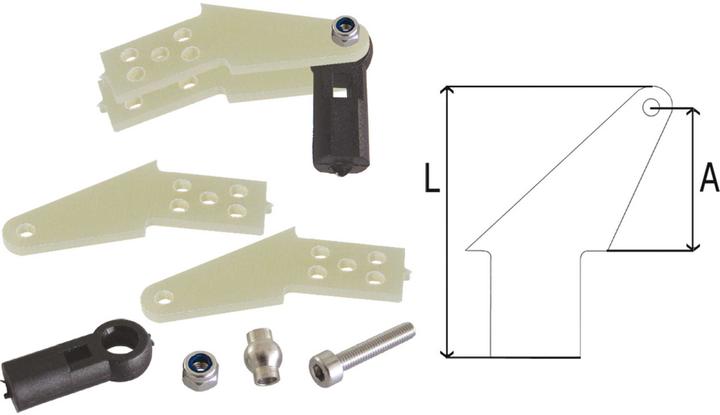 Modellbau Lindinger ball rudder horn gfk m3 45mm dual