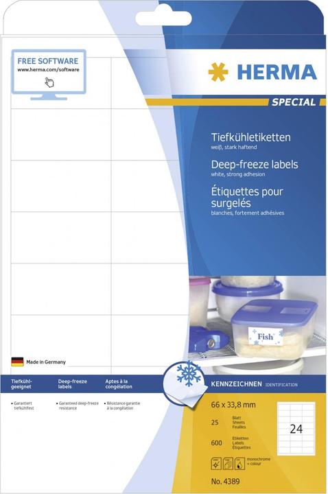 Actual product image HERMA Freezer labels A4