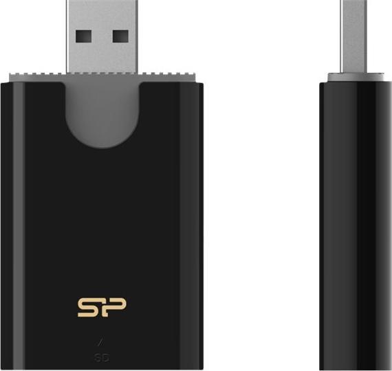 Actual product image Silicon Power Combo USB 3.1 Card Reader microSD and SD Black (USB-C 3.2 Gen 1)