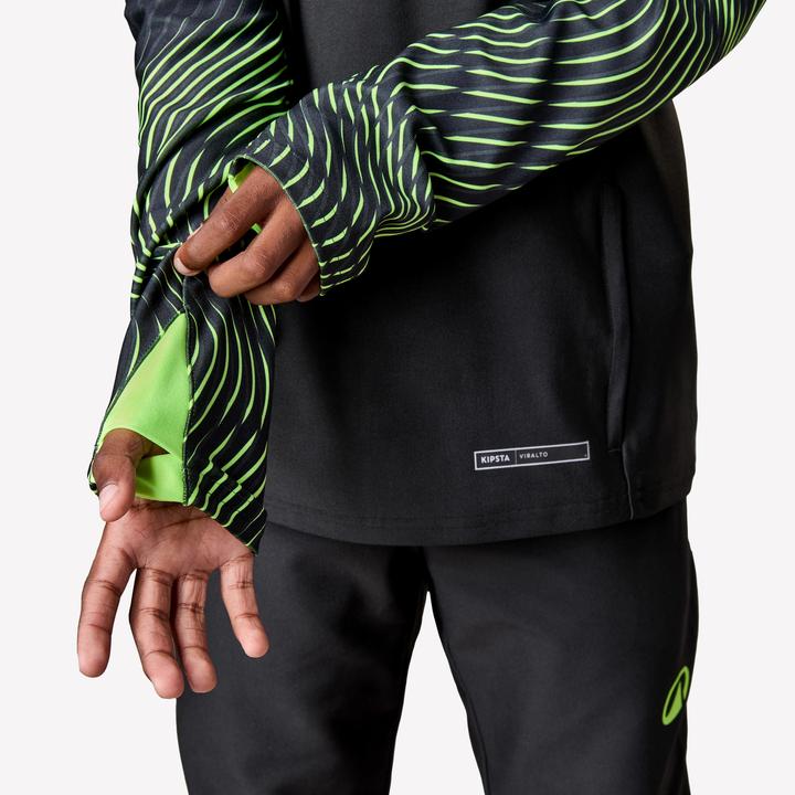 Image du produit Kipsta Sweat De Football Enfant 1/2 Zip Viralto Jr Wave Noir, Jaune Fluo