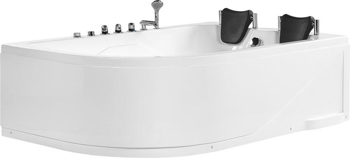Image du produit Beliani Baignoire à hydromassage blanche modèle d'angle avec LED 180 x 120 cm à gauche CALAMA (437 l, 180 cm, 120 cm)