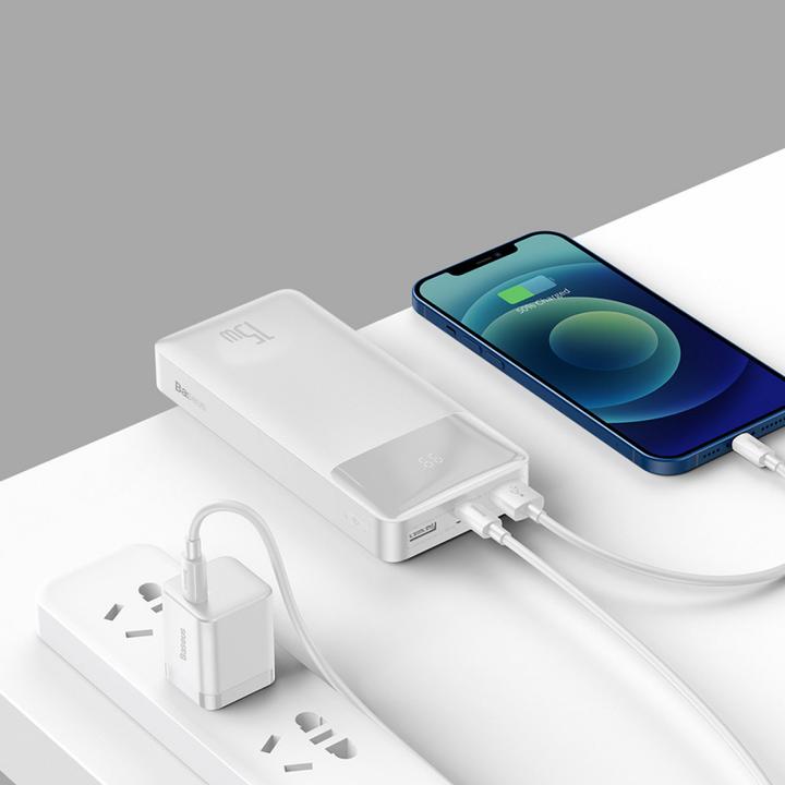 Image du produit Baseus Banque d'alimentation Bipow 20000mAh, 15W (blanc) (20000 mAh, 15 W, 74 Wh)