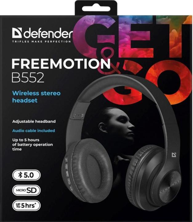 Produktbild Defender Bluetooth In-Ear-Kopfhörer mit Mikrofon FREEMOTION B552 schwarz (NC, 4 h, Kabellos)
