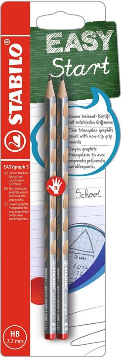 STABILO Bleistift EASYgraph S Metallic Rechtshänder, 2 Stück, Silber (2.20 mm, HB, 2 x)