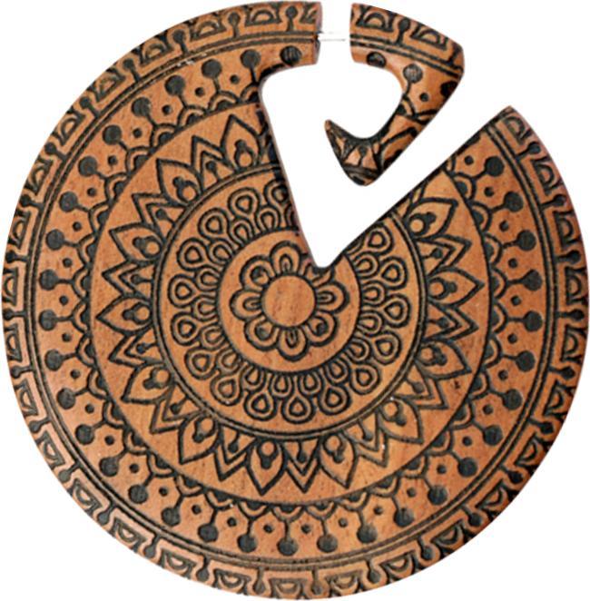 Immagine prodotto Star Piercing Fake Ohrgewicht Teller Mandala Sonne aus Sawoholz (Organico, senza ottone)
