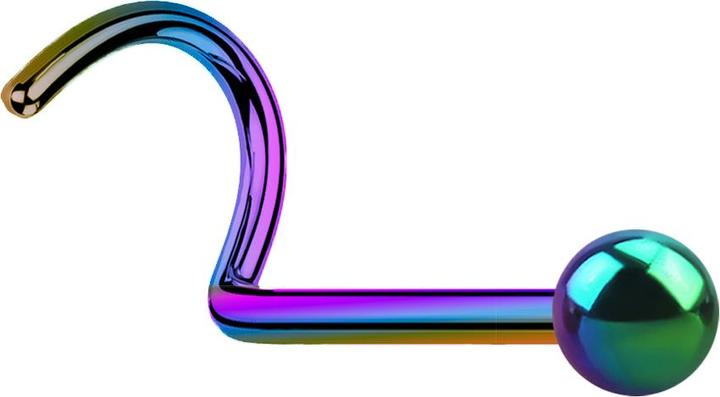Image du produit Star Piercing Bout de nez courbé coloré avec boule (Acier chirurgical 316L, sans laiton)