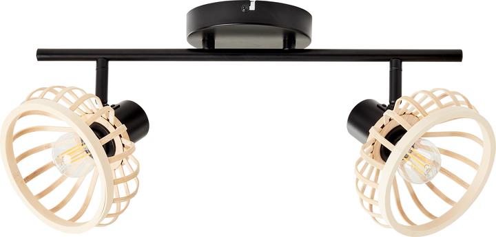 Image du produit Brilliant Norah Barre de spots 2 pl. bois clair/noir (E14)