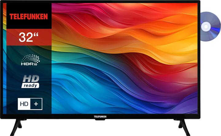 Actual product image Telefunken XH32SO550SD Smart TV 32 inch TV (HD Smart TV, HDR, triple tuner, DVD player) incl. (32", LED, HD, 2024)