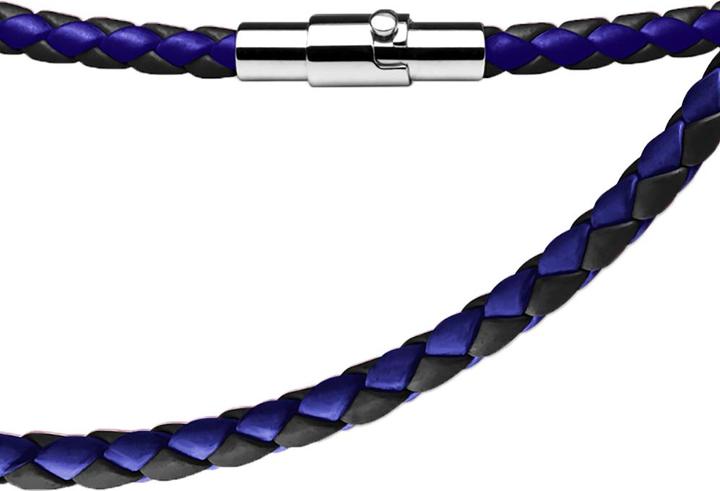 Star Piercing Kette geflochten dünn blau und schwarz (Kunstleder, ohne Messing)
