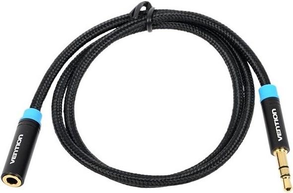 Immagine prodotto Vention Cavo di prolunga da 3,5 mm intrecciato in cotone, nero - 5 m (5 m, Connettore da 3,5 mm (AUX))