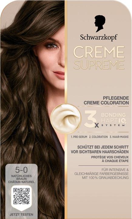 Produktbild Schwarzkopf Creme Supreme Creme Supreme Coloration 5-0 Natürliches Braun (5-0 Natürliches Braun)