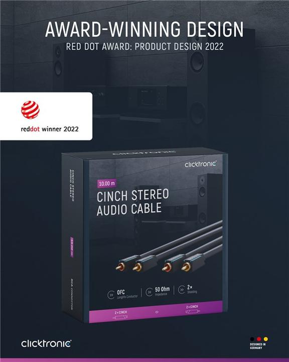 Produktbild clicktronic Stereo-Audiokabel (10 m, Cinch)