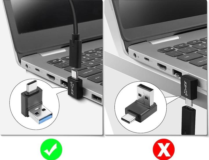 Produktbild PowerGuard USB-A zu USB-C 90 Grad Winkel nach unten Adapter (male/male) (USB 3.1)