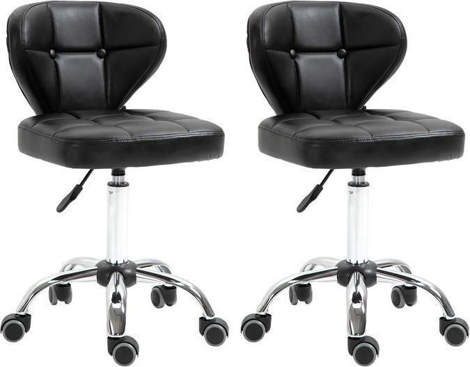 Produktbild Swisshandel24 2er-Set Rollhocker mit Rückenlehne drehbar, höhenverstellbar 45 x 47 x 72-87 cm