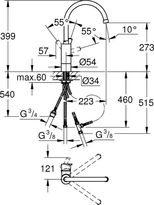 Image du produit Grohe Feel Mitigeur monocommandé pour évier, 1/2