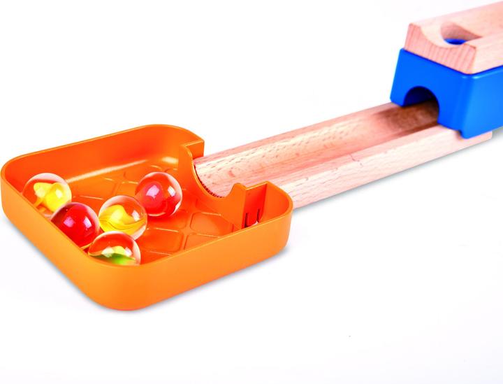 Actual product image Hape Two lane marble run with dominoes