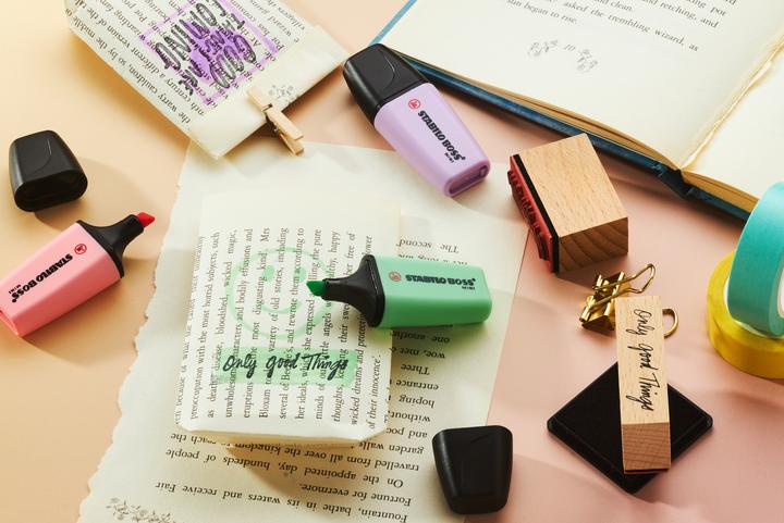 Immagine prodotto STABILO Boss Mini Pastell 6er Etui (rosa e menta, Albicocca, Giallo, Lilla, Blu nuvoloso, 5 mm, 6 x)