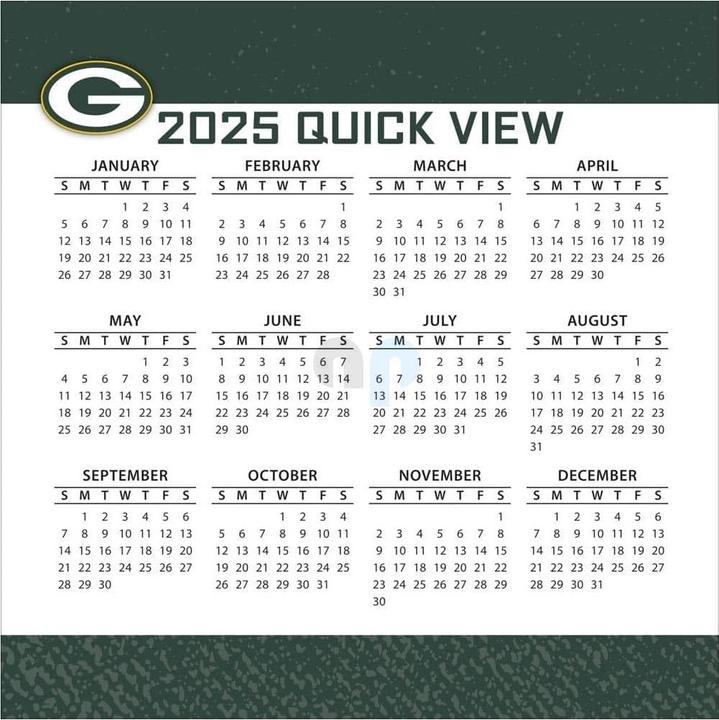 Valeurs nutritives et ingrédients NFL - Green Bay Packers - Calendrier de bureau 2025 (Allemand, Français, Italien, Espagnol, Anglais)