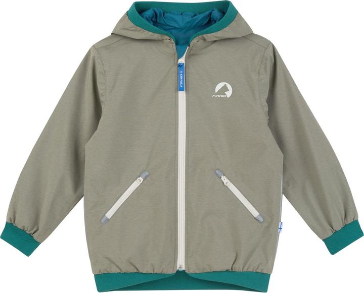 Produktbild finkid wendbare Regenjacke Muutuva vetiver/deep jungle (140, 146)
