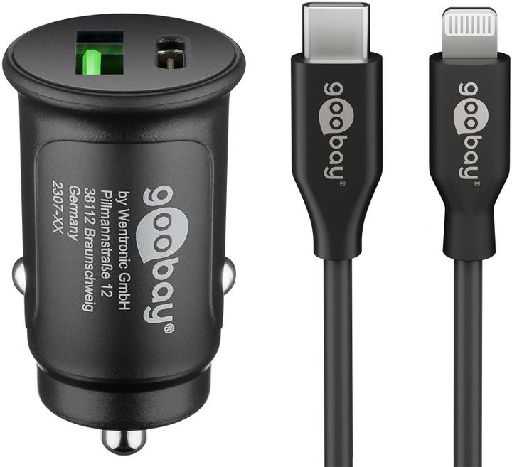 Actual product image Goobay Dual USB car fast charging set Lightning 27 W