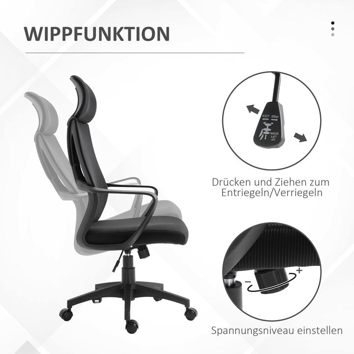 Produktbild Vinsetto Bürostuhl Polyester, Schaumstoff Schwarz