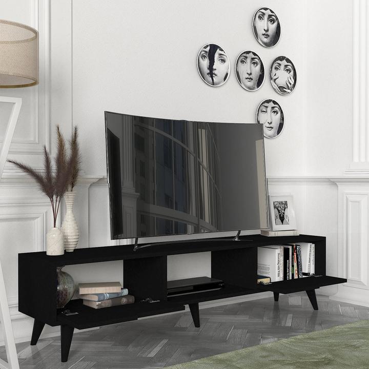 Image du produit En.Casa Fernsehschrank Kullila 160x35x40 cm Schwarz (160 x 35 x 40 cm)