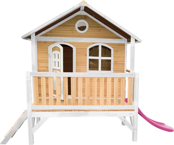 Axi Stef Playhouse marrone/bianco con scivolo viola