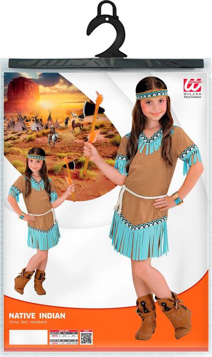 Produktbild Widmann Indianerinnen Kostüm: Kleid, Gürtel, Stirnband (140)