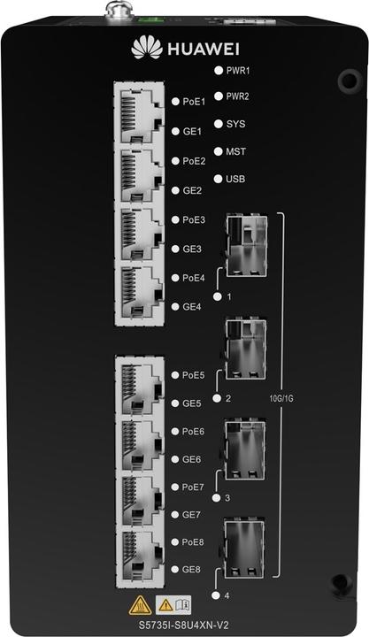 Huawei Switch Ethernet serie S5700 - 8 * porte 10/100/1000BASE-T 4 * porte 10GE SFP+ PoE ++ DIN-Shi (8 Porti)