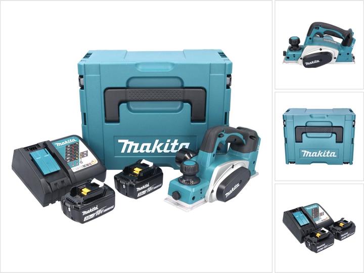 Produktbild Makita DKP 180 RFJ Akku Hobel 18 V 82 mm + 2x Akku 3,0 Ah + Ladegerät + Makpac
