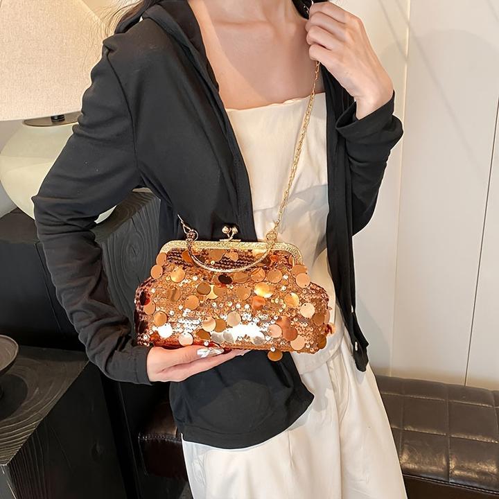Immagine prodotto Only-Bags.Store Borsa crossbody d'ispirazione vintage con tracolla regolabile e paillettes.