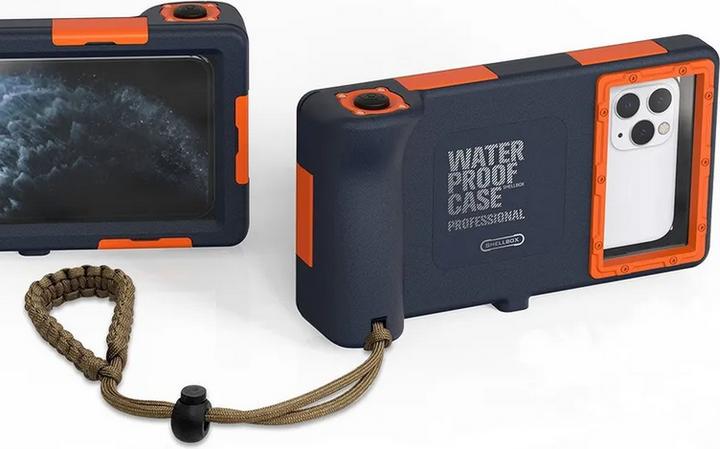 Produktbild PhoneLook SHELLBOX Universelle Smartphone Hülle Professional Waterproof Case 2nd Generation (15 Meter) Orange (Apple iPhone 13 Pro Max, Apple iPhone 11 Pro Max, Apple iPhone 14, Apple iPhone XS, Apple iPhone 6 Plus, Apple iPhone XS Max, Apple iPhone XR, Apple iPhone 12, Apple iPhone 11 Pro, Apple iPhone 13, Apple iPhone X, Apple iPhone 6, Apple iPhone 8, Apple iPhone 14 Pro Max, Apple iPhone 7)