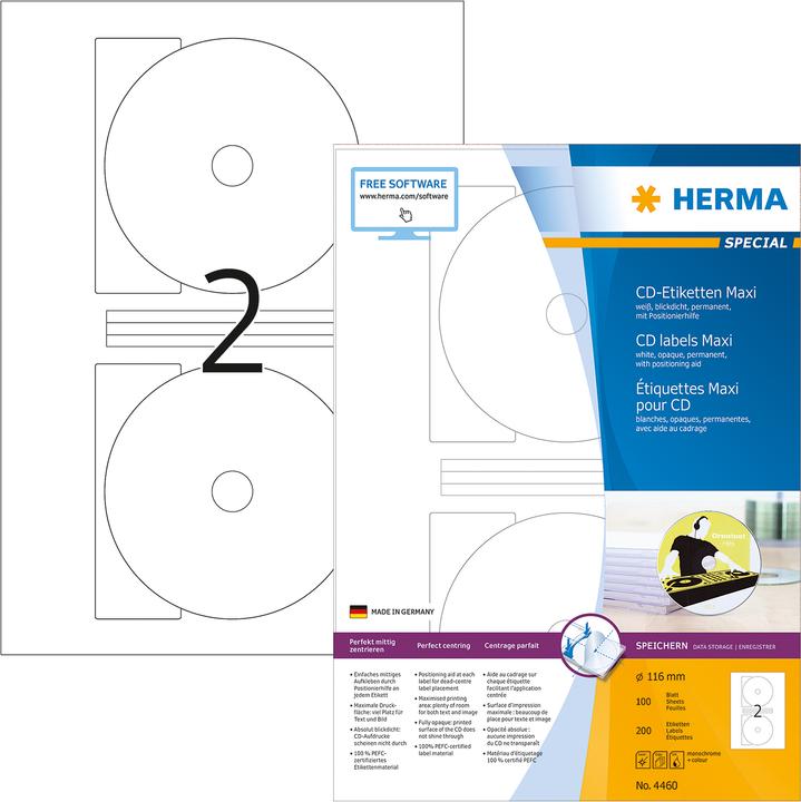 Produktbild HERMA CD Etiketten A4
