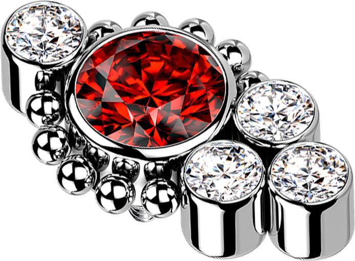 Immagine prodotto Star Piercing Dermal Anchor perline d'argento quattro cristalli argento cristallo rosso (Titanio G23, senza ottone)