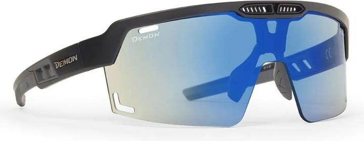 Demon Speed Vent DCHROM Sportbrille (matt black blue-blue mirror, Zylindrisch, Selbsttönend, Gold verspiegelt)