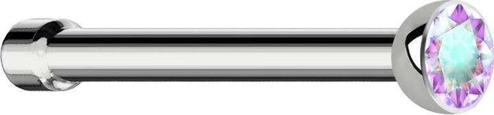 Star Piercing Nasenstecker gerade silber mit Kristall multicolor (Titan G23, ohne Messing)